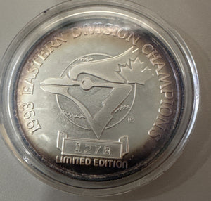 1993 EASTERN DIVISION CHAMPIONS FINE SILVER COIN AMERICAN LEAGUE