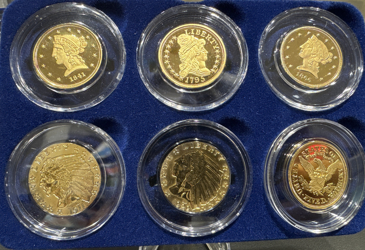 $5 MINT MARK TRIBUTE PROOF COLLECTION (24K GOLD PLATED) (3.5oz total)