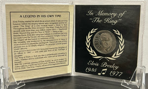 1977 ELVIS PRESLEY "IN MEMORY OF THE KING" OFFICIAL COMMEMORATIVE MINTED MEDALLION COIN