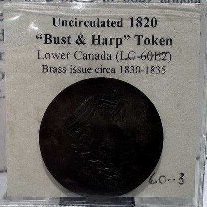 1820 LOWER CANADA: "BUST AND HARP" TOKEN (UNCIRCULATED)