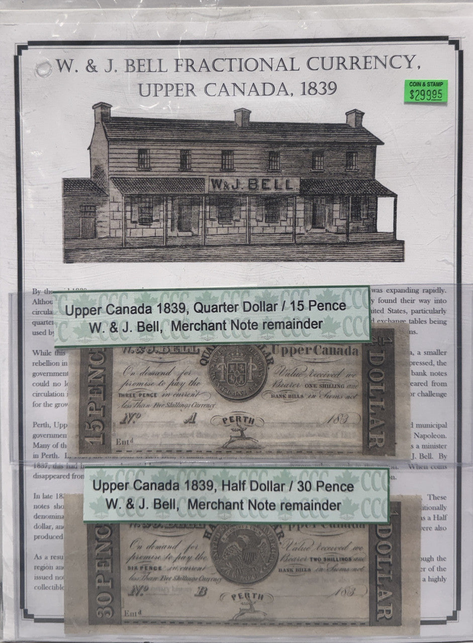 1839 W. & J.BELL FRACTIONAL CURRENCY UPPER CANADA