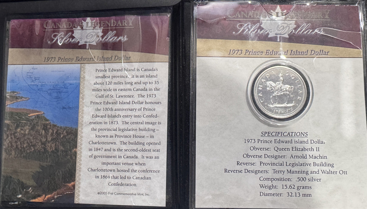1973 CANADA'S LEGENDARY PRINCE EDWARD ISLAND SILVER DOLLAR