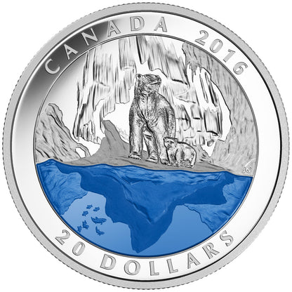 2016 1oz $20 ICONIC CANADA: THE POLAR BEAR FINE SILVER COIN