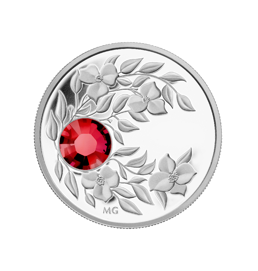 2012 1/4oz $3 JULY (RUBY) CRYSTAL BIRTHSTONE COLLECTION - FINE SILVER COIN