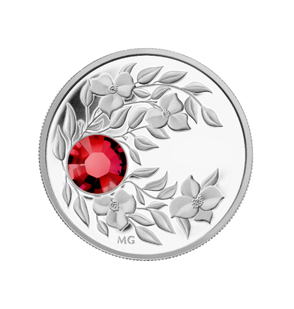 2012 1/4oz $3 JULY (RUBY) CRYSTAL BIRTHSTONE COLLECTION - FINE SILVER COIN