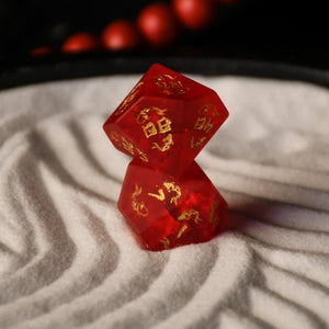 JAPANESE FROSTED RED GLASS DICE SET