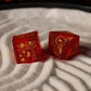 JAPANESE FROSTED RED GLASS DICE SET