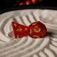 JAPANESE FROSTED RED GLASS DICE SET