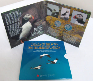 1995 50-CENT 4-COIN CANADIAN BIRD SET - PUFFIN - CRANE- GRAY JAY - PTARMIGAN