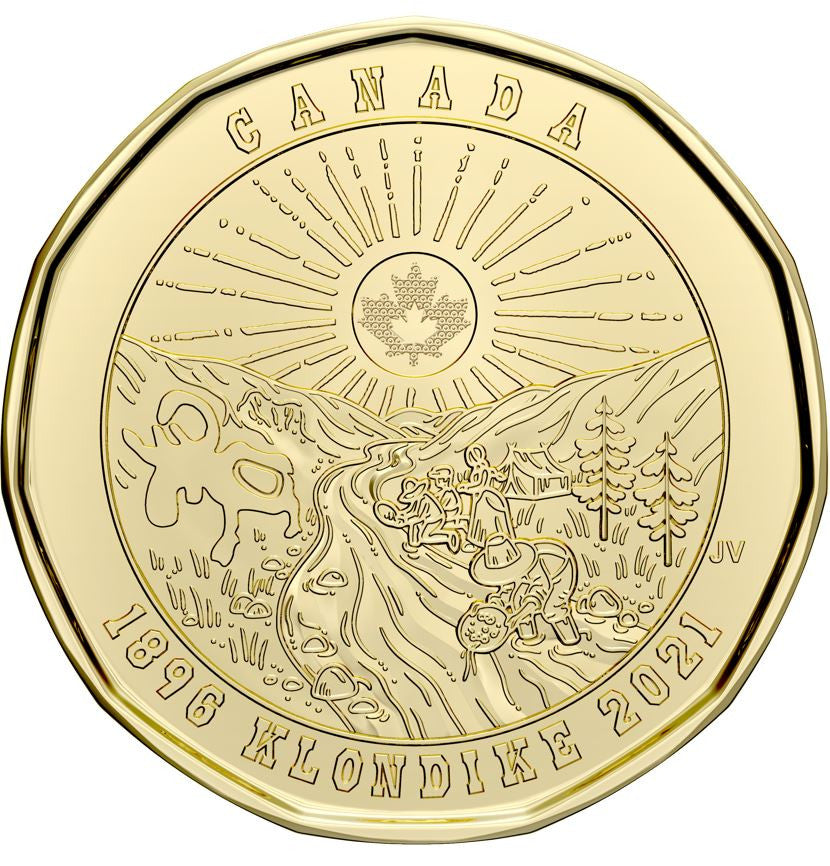 2021 COMMEMORATIVE LOONIE 125TH ANNIVERSARY OF THE KLONDIKE GOLD RUSH - UNCLOLOURED