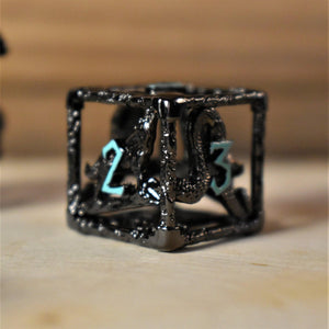 LEGENDS OF VALHALLA - BLACK AND BLUE HOLLOW METAL DICE SET