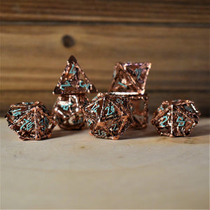 LEGENDS OF VALHALLA - COPPER AND BLUE HOLLOW METAL DICE SET