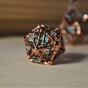 LEGENDS OF VALHALLA - COPPER AND BLUE HOLLOW METAL DICE SET