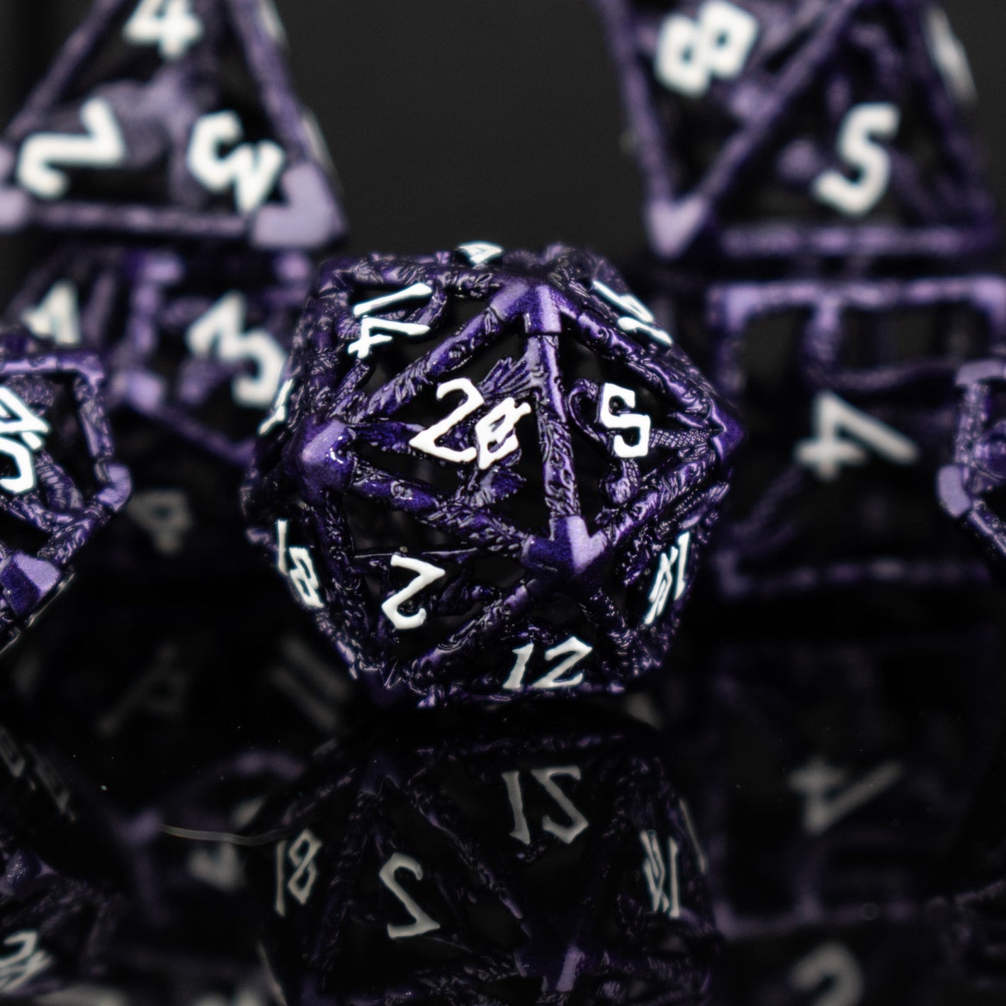 LEGENDS OF VALHALLA - PURPLE HOLLOW METAL DICE SET