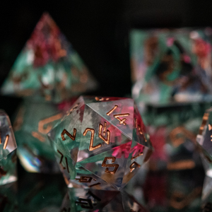 LOTUS BLOSSOM SHARP-EDGED RESIN DICE SET