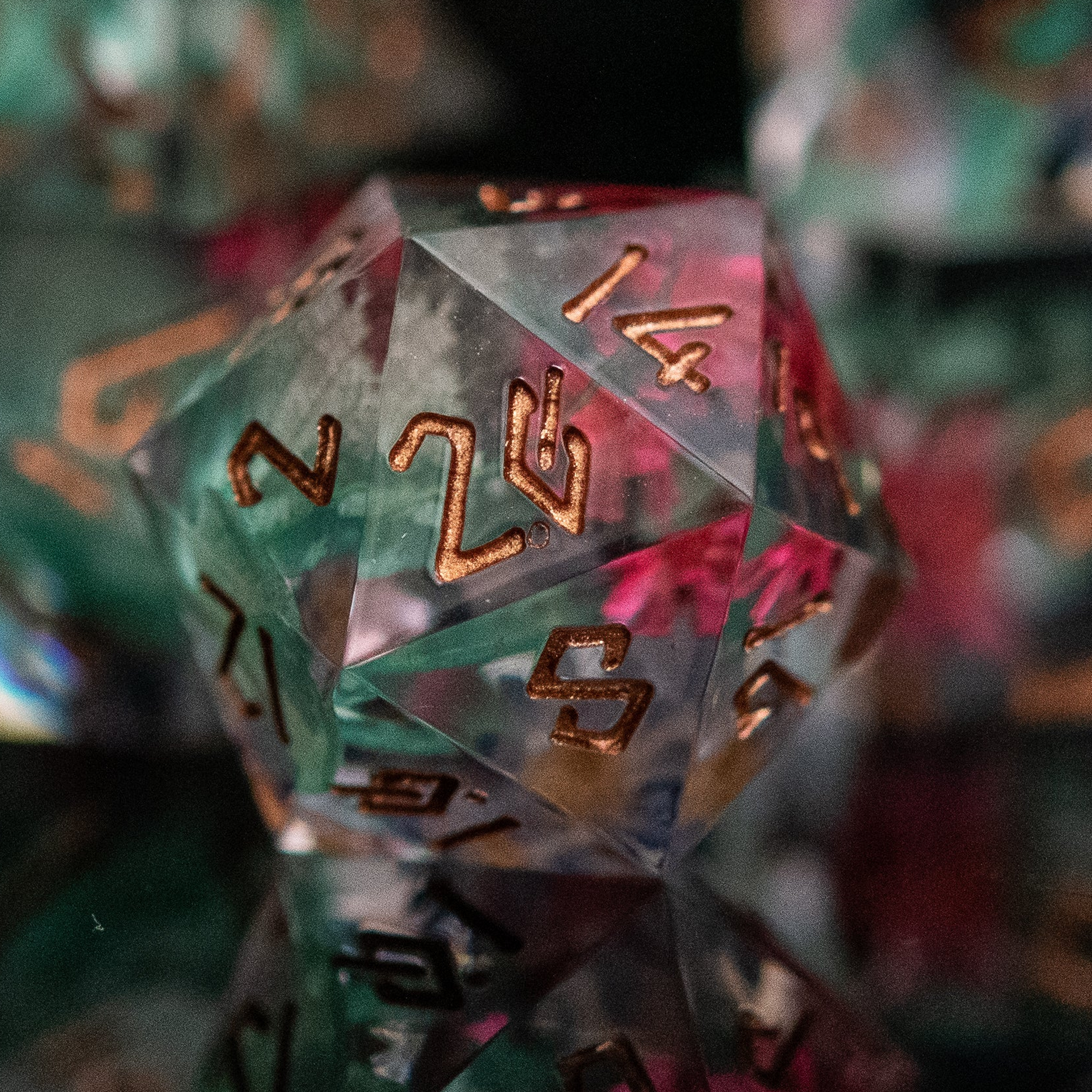 LOTUS BLOSSOM SHARP-EDGED RESIN DICE SET