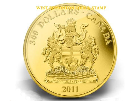 E-TRANSFER ONLY - 2011 $300 GOLD COIN - MANITOBA COAT OF ARMS