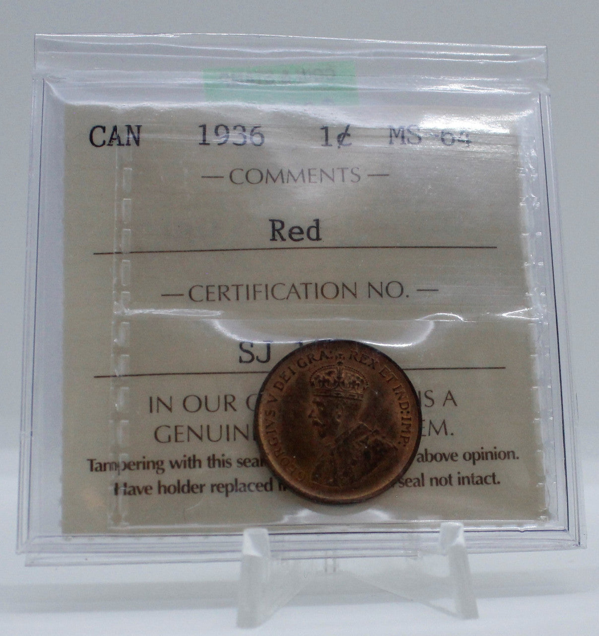 1936 CANADA CIRCULATION 1-CENT MS-64 RED