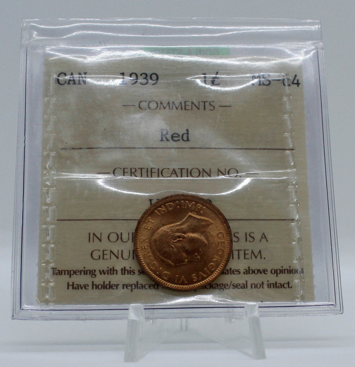 1939 CANADA CIRCULATION 1-CENT MS-64 RED