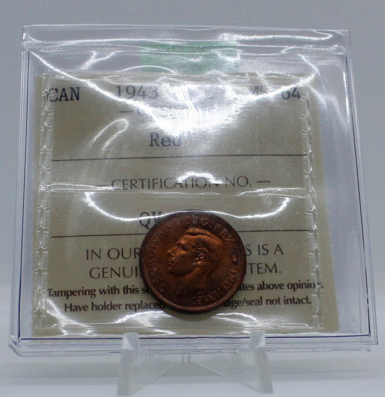 1943 CANADA CIRCULATION 1-CENT MS-64 RED