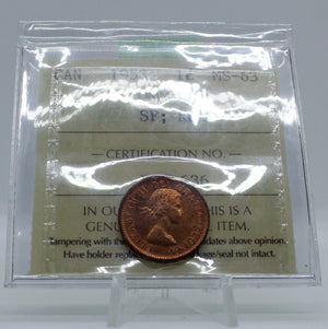1953 CANADA CIRCULATION 1-CENT MS-63 SF; RED