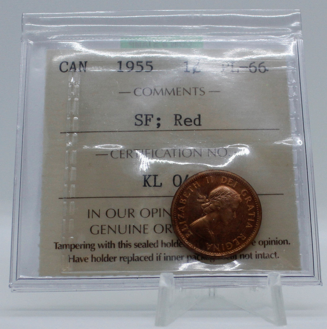 1955 CANADA CIRCULATION 1-CENT PL-66 SF; RED