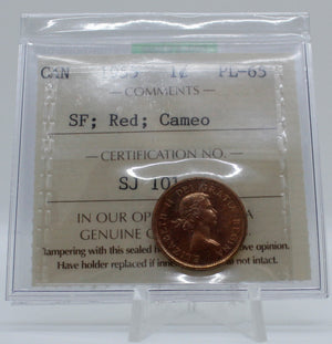 1955 CANADA CIRCULATION 1-CENT PL-65 SF; RED; CAMEO
