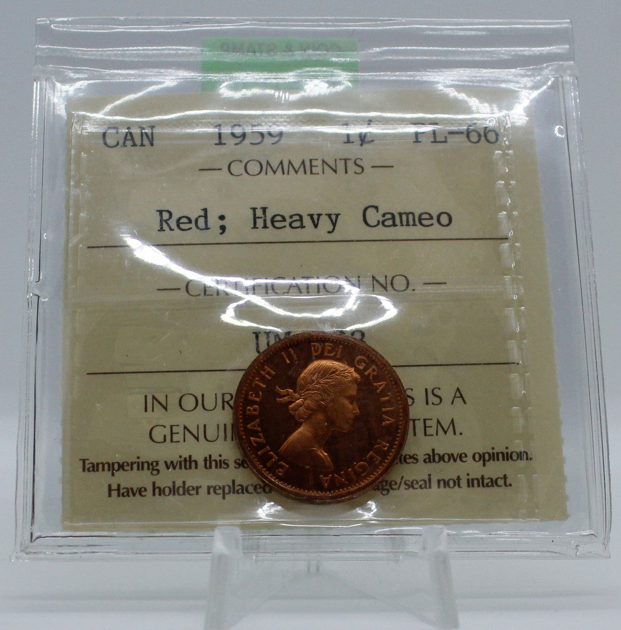1959 CANADA CIRCULATION 1-CENT PL-66 RED; HEAVY CAMEO
