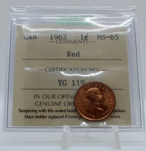 1962 CANADA CIRCULATION 1-CENT MS-65 RED