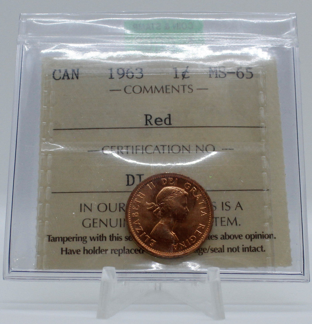 1963 CANADA CIRCULATION 1-CENT MS-65 RED
