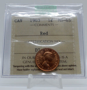 1963 CANADA CIRCULATION 1-CENT MS-65 RED