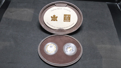 2001 $5 & £2 GUGLIELMO MARCONI: TELEGRAPH 100TH ANNIVERSARY FINE SILVER TWO-COIN SET (CANADIAN AND BRITISH MINT)
