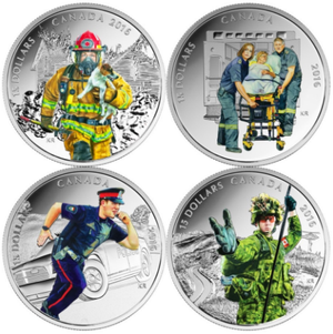 2016 $15 NATIONAL HEROES FINE SILVER 4-COIN SET (TONED)