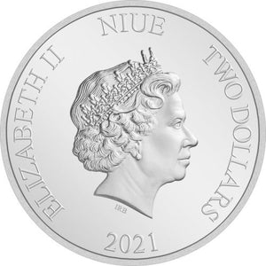 2021 1oz $2 ALICE IN WONDERLAND TWEEDLEDEE AND TWEEDLEDUM FINE SILVER COIN