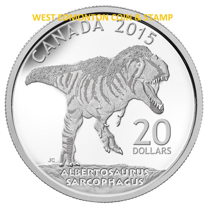 2015 1oz $20 CANADIAN DINOSAURS: ALBERTOSAURUS FINE SILVER COIN