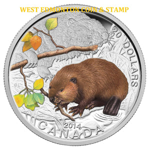 2014 1oz $20 THE BEAVER - STAMP AND COIN SET