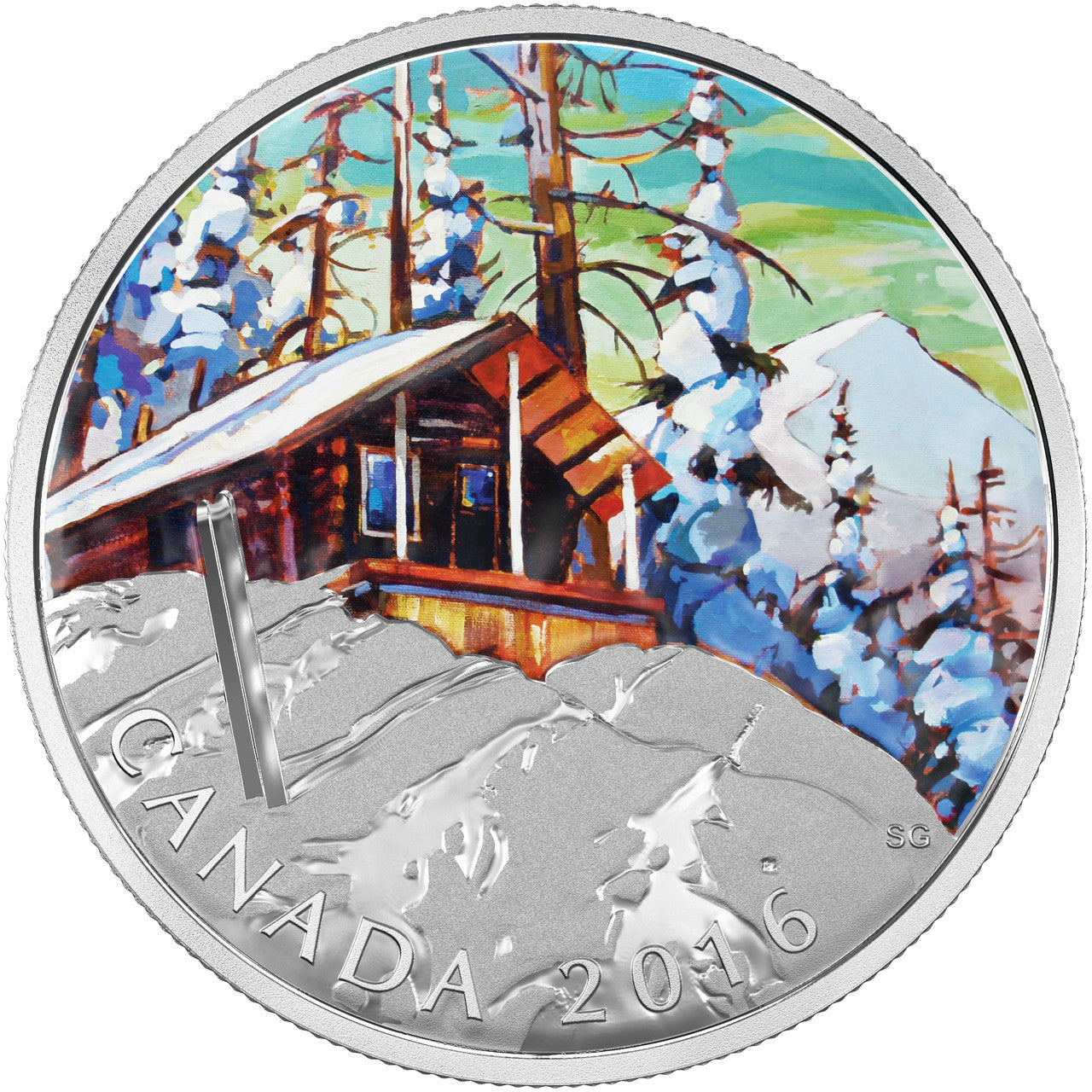 2016 1oz $20 CANADIAN LANDSCAPE SERIES - SKI CHALET FINE SILVER COIN