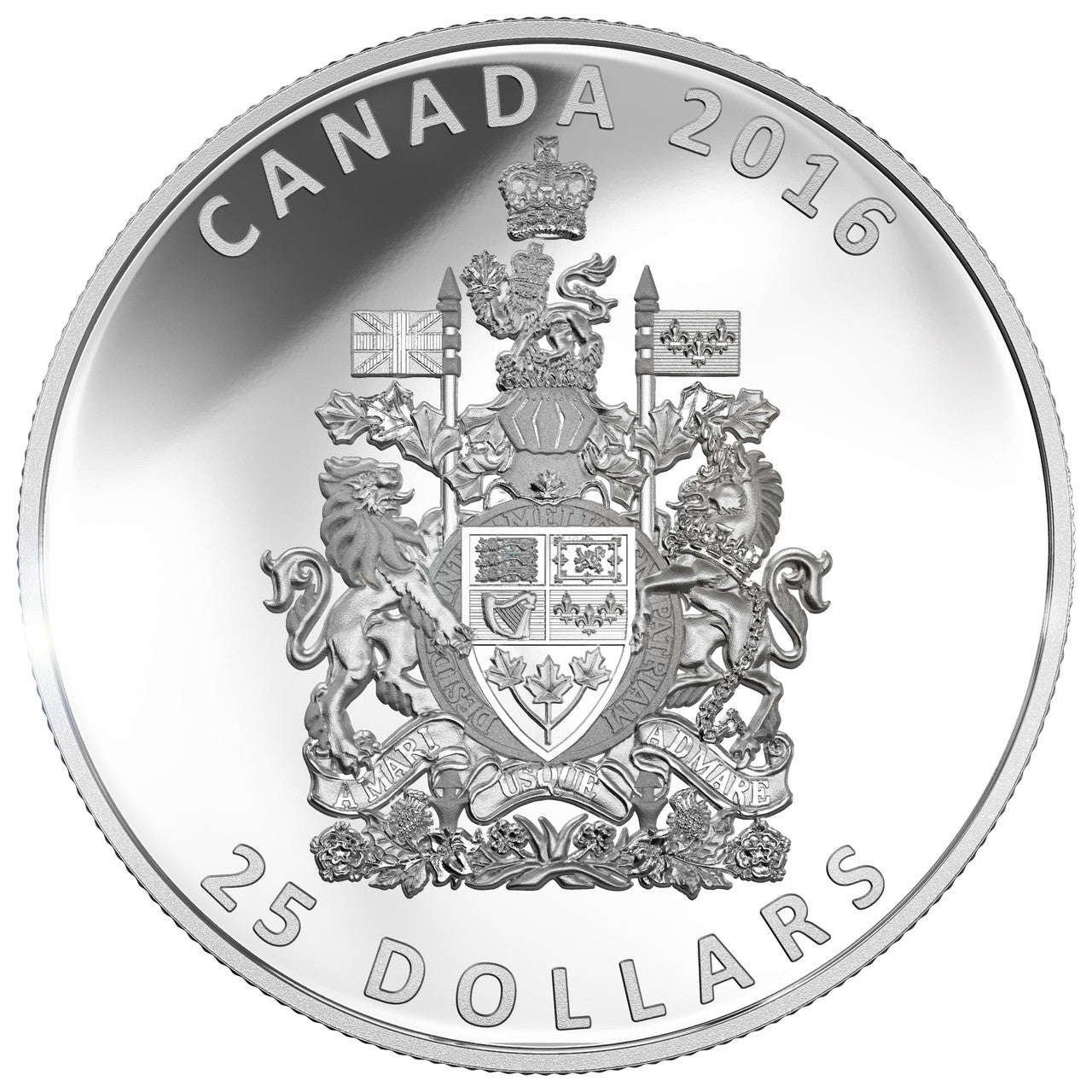 2016 1oz $25 PIEDFORT THE COAT OF ARMS OF CANADA FINE SILVER COIN