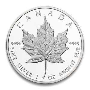 1989 1oz $5 COMMEMORATIVE MAPLE LEAF ISSUE FINE SILVER COIN