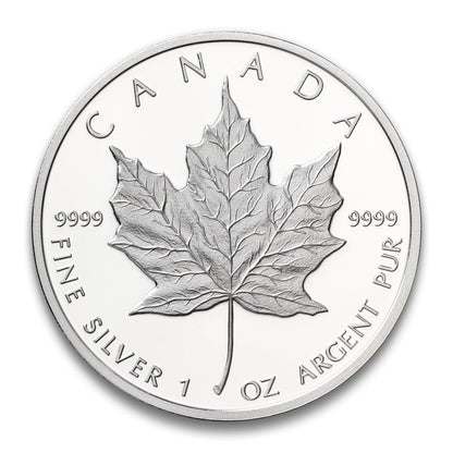 1989 1oz $5 COMMEMORATIVE MAPLE LEAF ISSUE FINE SILVER COIN