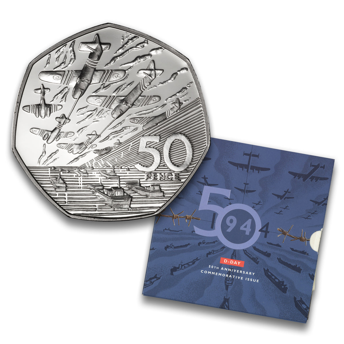 1944 50-PENCE D-DAY 50TH ANNIVERSARY COMMEMORATIVE ISSUE (UK)