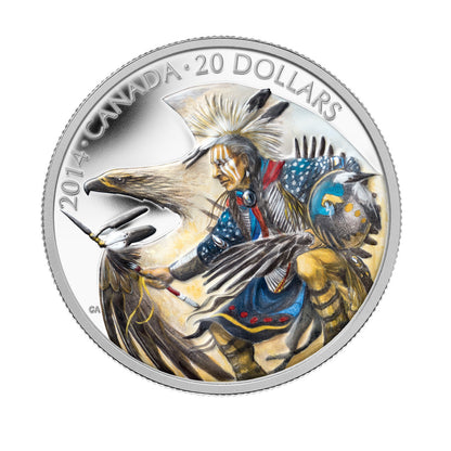 2014 1oz $20 LEGEND OF NANABOOZHOO FINE SILVER COLOURED COIN