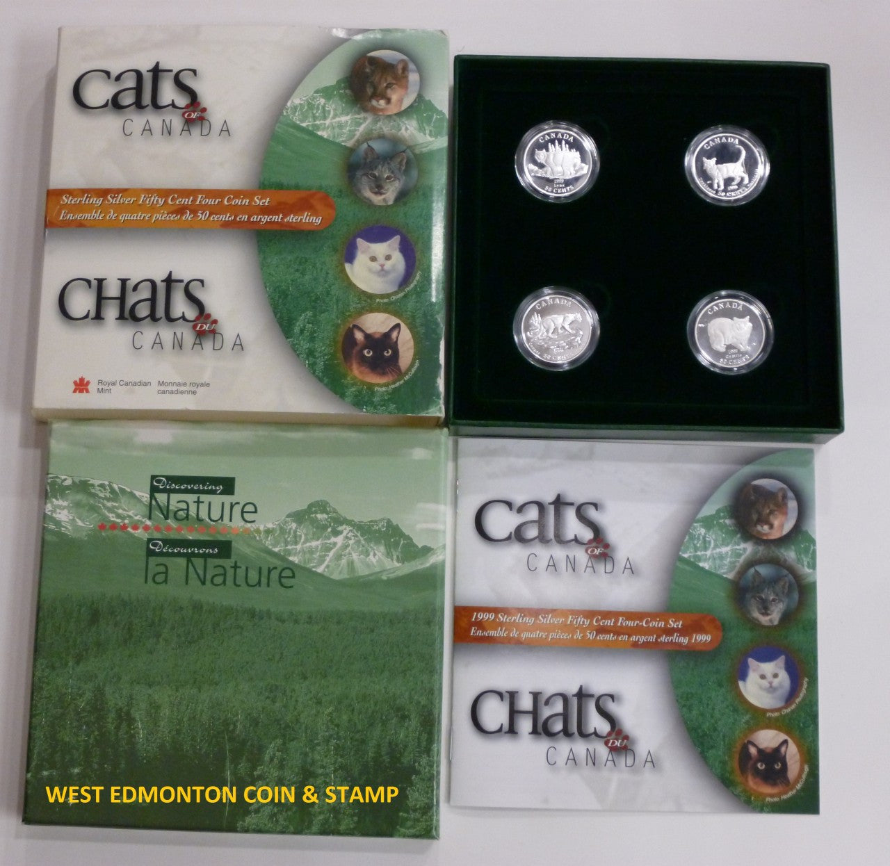 1999 50-CENT PROOF 4-COIN SET - CATS OF CANADA
