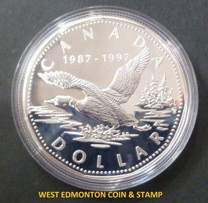 1997 PROOF SILVER DOLLAR WITH FLYING LOON 10TH ANNIVERSARY