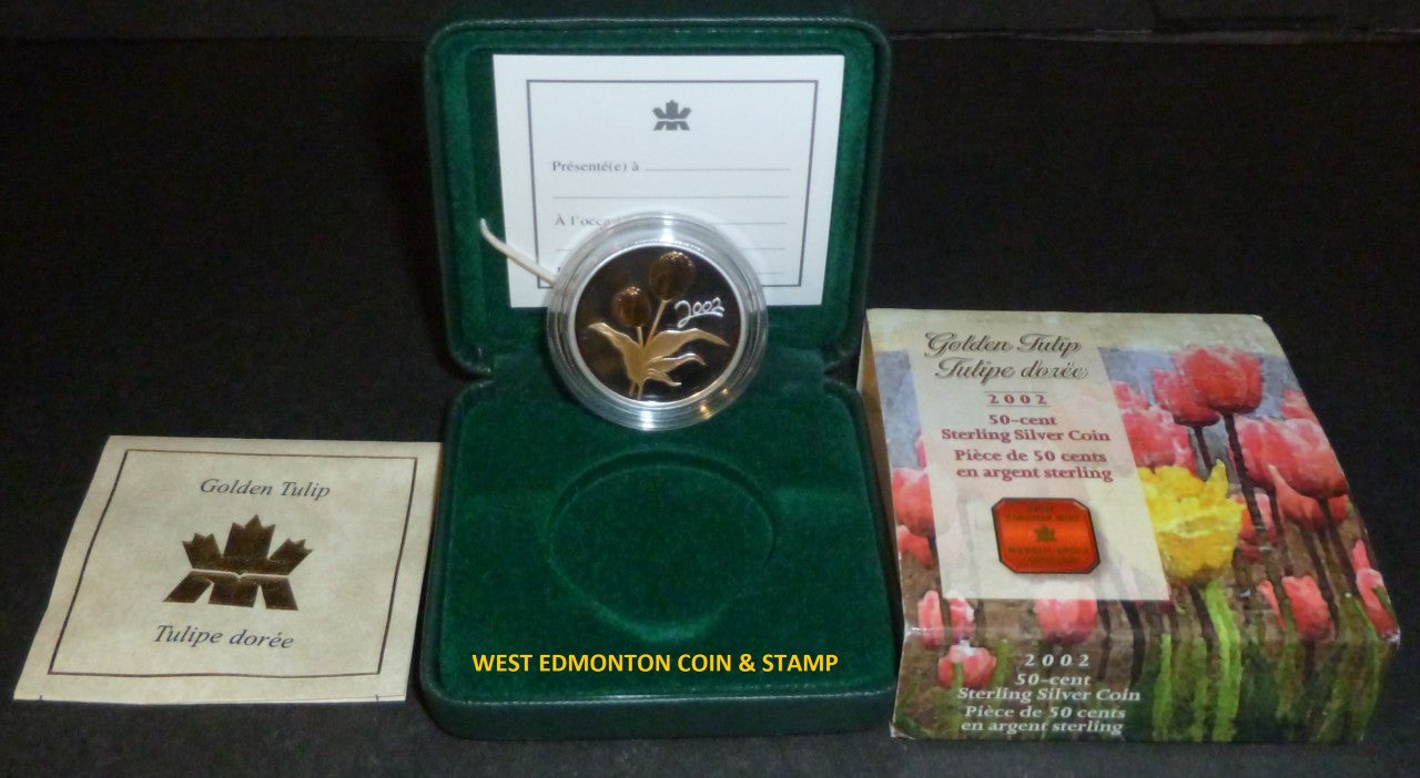 2002 50-CENT SILVER GOLD PLATED COIN - TULIP