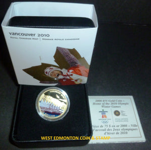 E-TRANSFER ONLY - 2008 OLYMPIC $75 14KT GOLD COIN - HOME OF THE 2010 OLYMPIC WINTER GAMES
