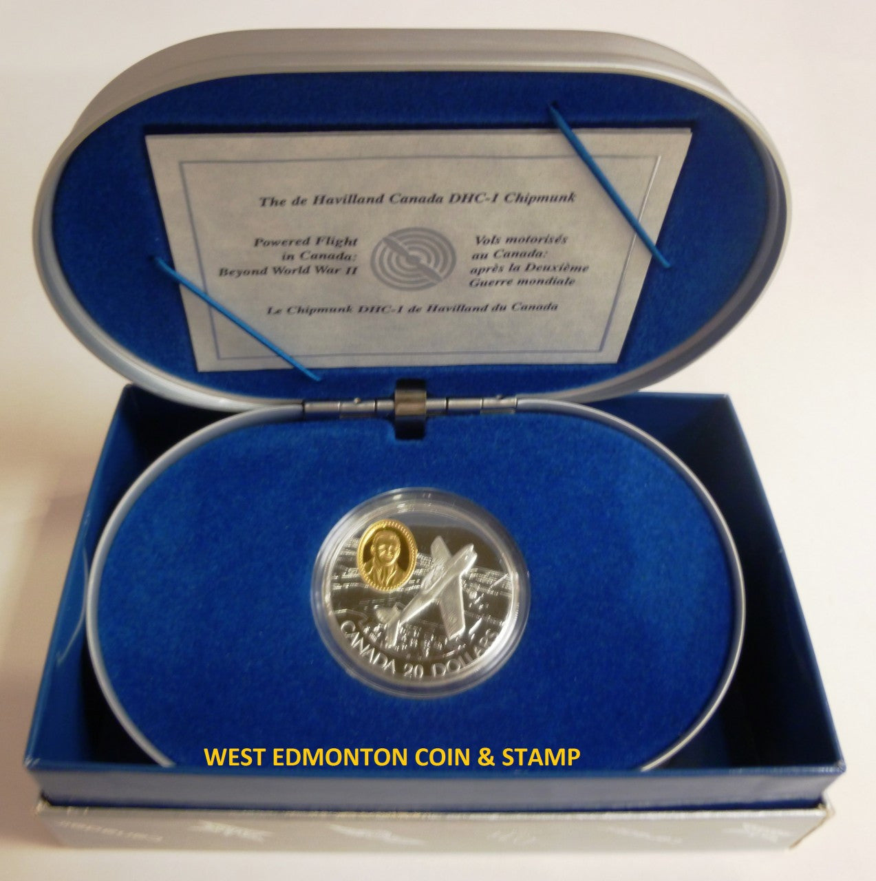 SALE - 1995 1oz $20 DHC-1 CHIPMUNK - 2-2 STERLING SILVER (OUTER BOX RIPPED)