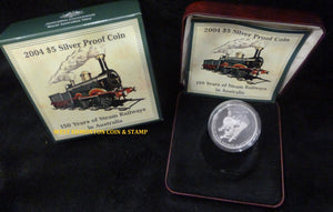 2004 1oz $5 150 YEARS OF STEAM RAILWAYS IN AUSTRALIA FINE SILVER PROOF COIN