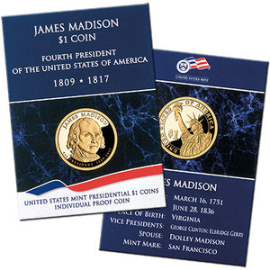 2007 $1 U.S. MINT PRESIDENTIAL – JAMES MADISON (INDIVIDUAL ISSUE)