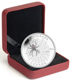 2014 1/4oz $3 ANIMAL ARCHITECH - SPIDER & WEB - FINE SILVER COIN